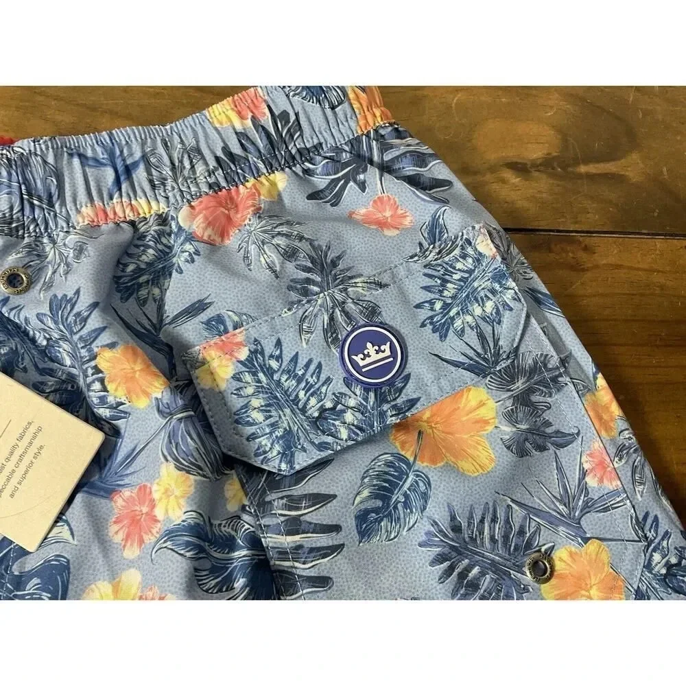 Peter Millar Swim Trunks Crown Moanalua Print Size Small Blue NWT